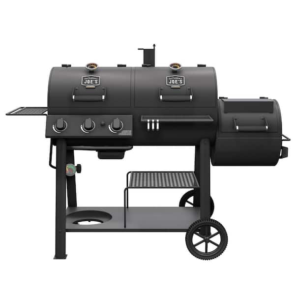 Canyon Combo Dual Fuel 3-Burner Propane Gas and Charcoal Smoker and Grill with 1031 sq. in. Cooking Area in Black