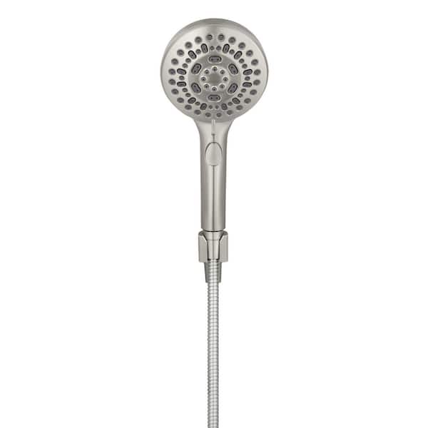 Massaging 6-Spray Settings Wall Mounted Handheld Shower Head 1.8 GPM in Brushed Nickel with 60 in. Hose