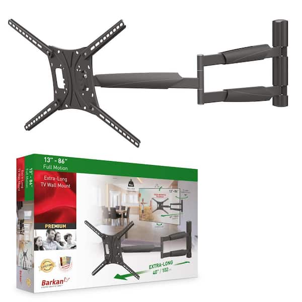 Barkan 13 - 83 in. Full Motion - 4 Movement Extra Long TV Wall Mount Black Extremely Extendable Cable Management