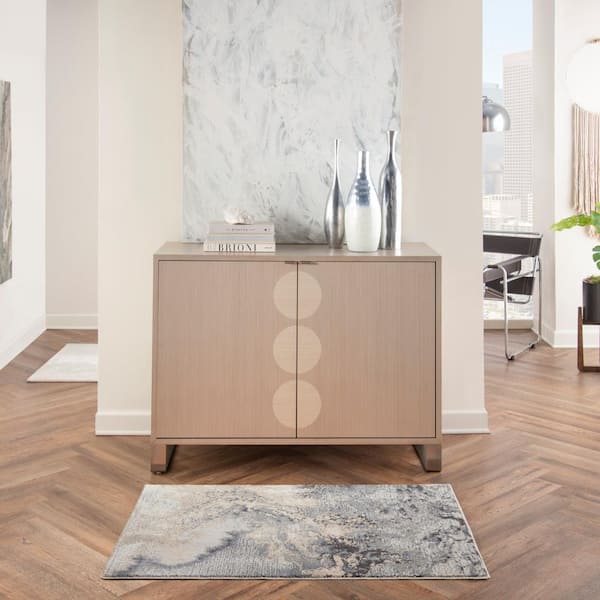 Maxell Grey  doormat 2 ft. x 4 ft. Abstract Contemporary Kitchen Area Rug