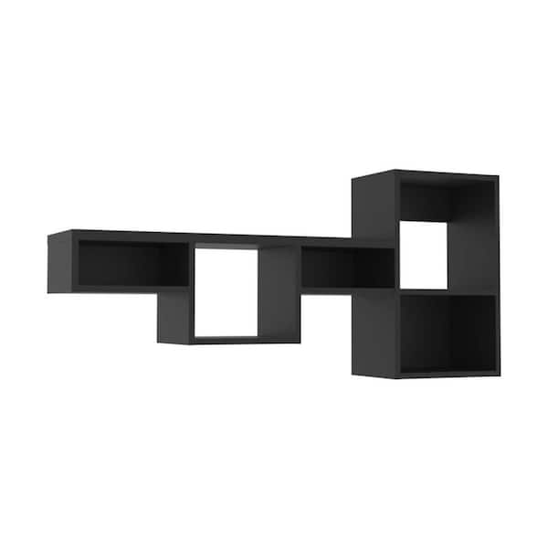 47.2 in. W x 9.9 in. D Black Floating Cube Shelves Wall Mounted Bookcase Decorative Wall Shelf