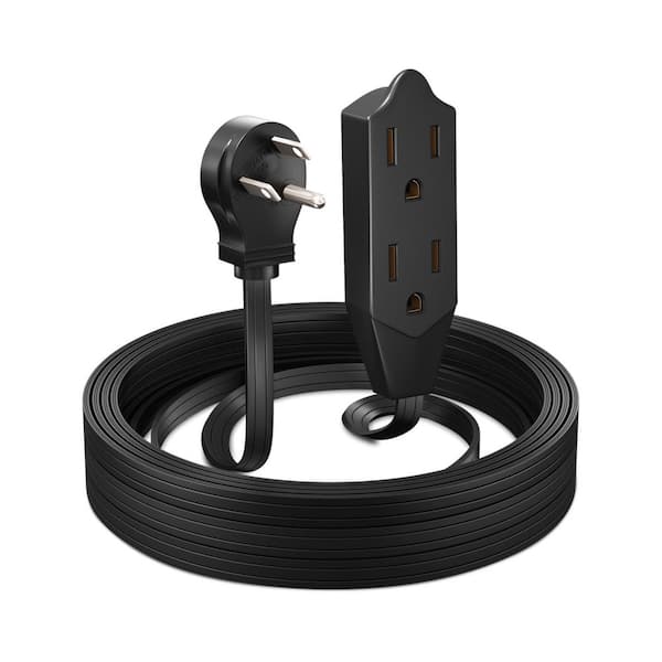 15 ft. 16 / 3 Light Duty Indoor Extension Cord with Angled Plug 3-Outlet 13 Amp Black