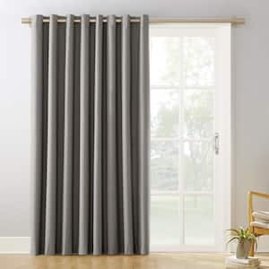 Gavin Gray Polyester 100 in. W x 84 in. L Grommet Sliding Patio Door Blackout Curtain (Single Panel)