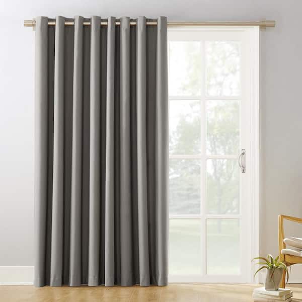 Sun Zero Gavin Gray Polyester 100 in. W x 84 in. L Grommet Sliding Patio Door Blackout Curtain (Single Panel)