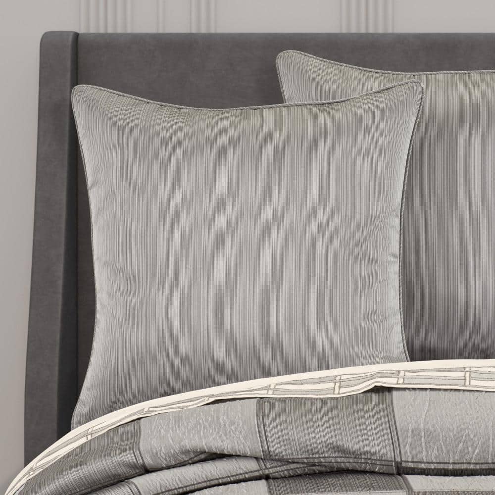 Benton Charcoal Satin Euro Sham with Hidden Zipper
