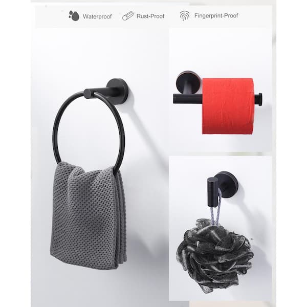 3-Piece Bath Hardware Set Bathroom Accessories Set with Toilet Paper Holder, Towel Hook, Towel Ring in Oil Rubbed Bronze