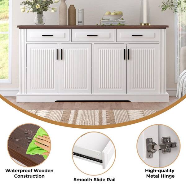 63 in. W x 15.7 in. D x 32 in. H White Linen Cabinet Sideboard 63 in. W x 15.7 in. D x 32 in. H White Linen Cabinet Sideboard