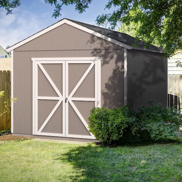 Handy Home Products Do-it Yourself Rookwood 10 ft. x 12 ft. Backyard Wood Storage Shed designed for Existing Cement Pad (120 sq. ft.)