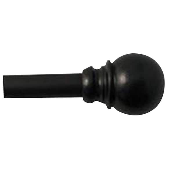 Home Decorators Collection 22 in. - 40 in. L 7/16 in. Petite Cafe Single Curtain Rod Kit in Black with Ball Finial