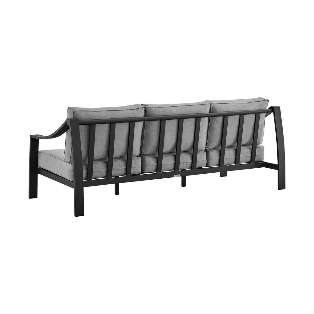 Koda Black Aluminum Outdoor Sofa with Gray Cushions