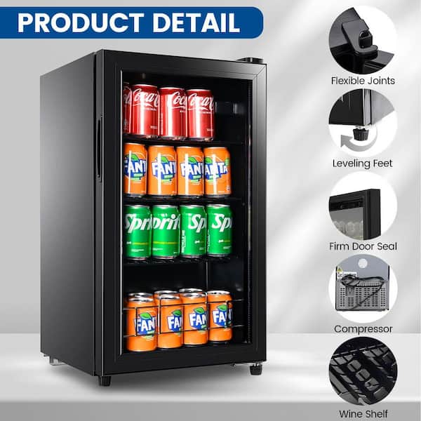 17.13 in. 10-Bottle Wine and 75-Can Beverage Cooler, Mini Refrigerator with  Wire Adjustable Shelving for Office, Bar
