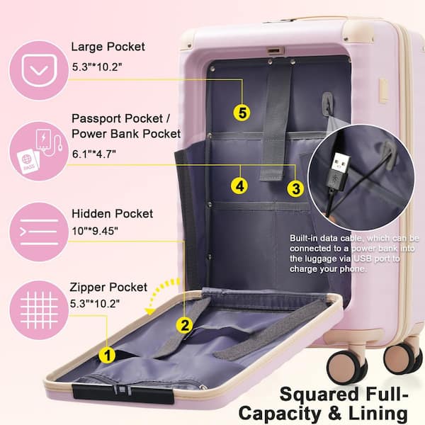 Merax 5 Bags 5-Piece Pink Expandable ABS Hardside Luggage