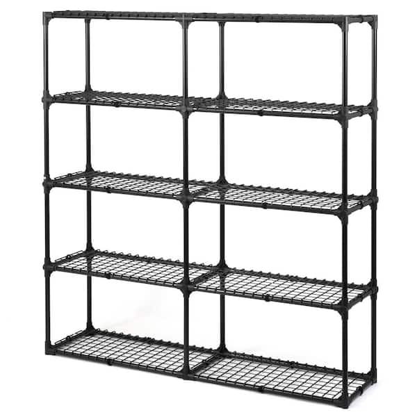 Tileon 5-Shelf Wire Rack in Black (2-Pack)
