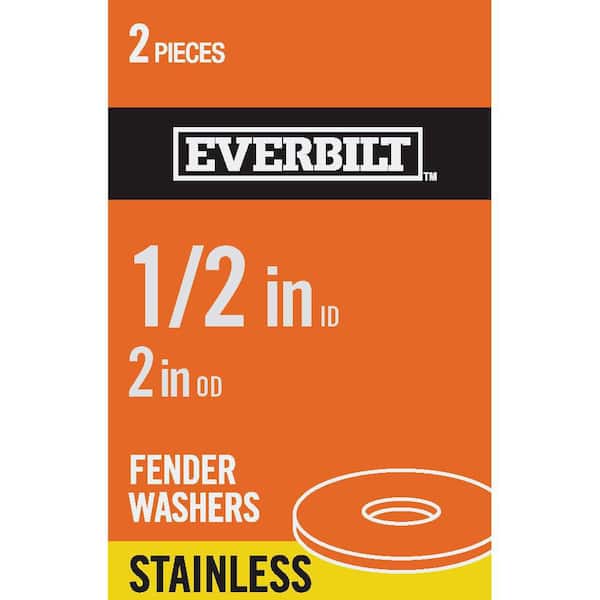 Everbilt - 1/2 in. x 2 in. Metallic Stainless Steel Fender Washer (2 per Pack)