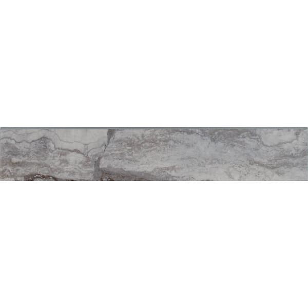 Bernini Carbone Bullnose 3 in. x 18 in. Polished Porcelain Stone Look Wall Tile (15 lin. ft. /Case)
