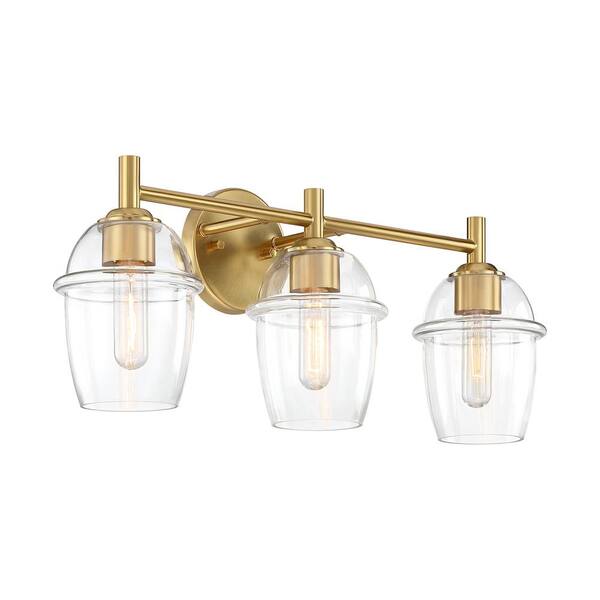 Designers Fountain - Summer Jazz 24 in. 3-Light Brushed Gold Transitional Vanity Light with Clear Glass Shades