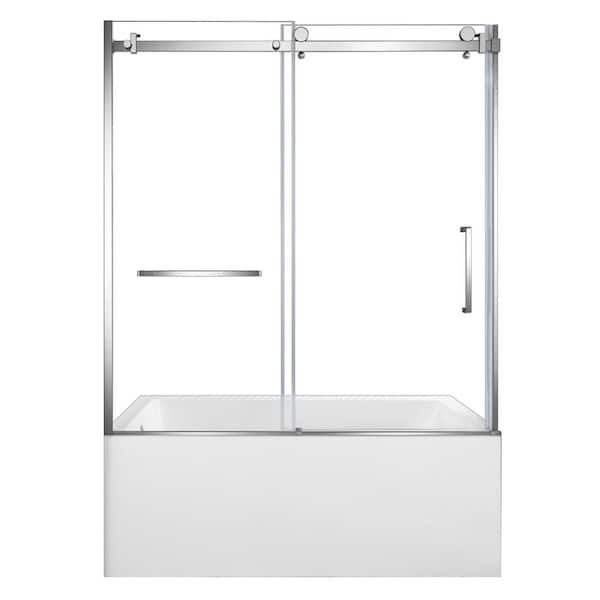 60 in. x 30.7 in. Acrylic Rectangular Alcove Soaking Bathtub with Left Drain in White/Polished Chrome