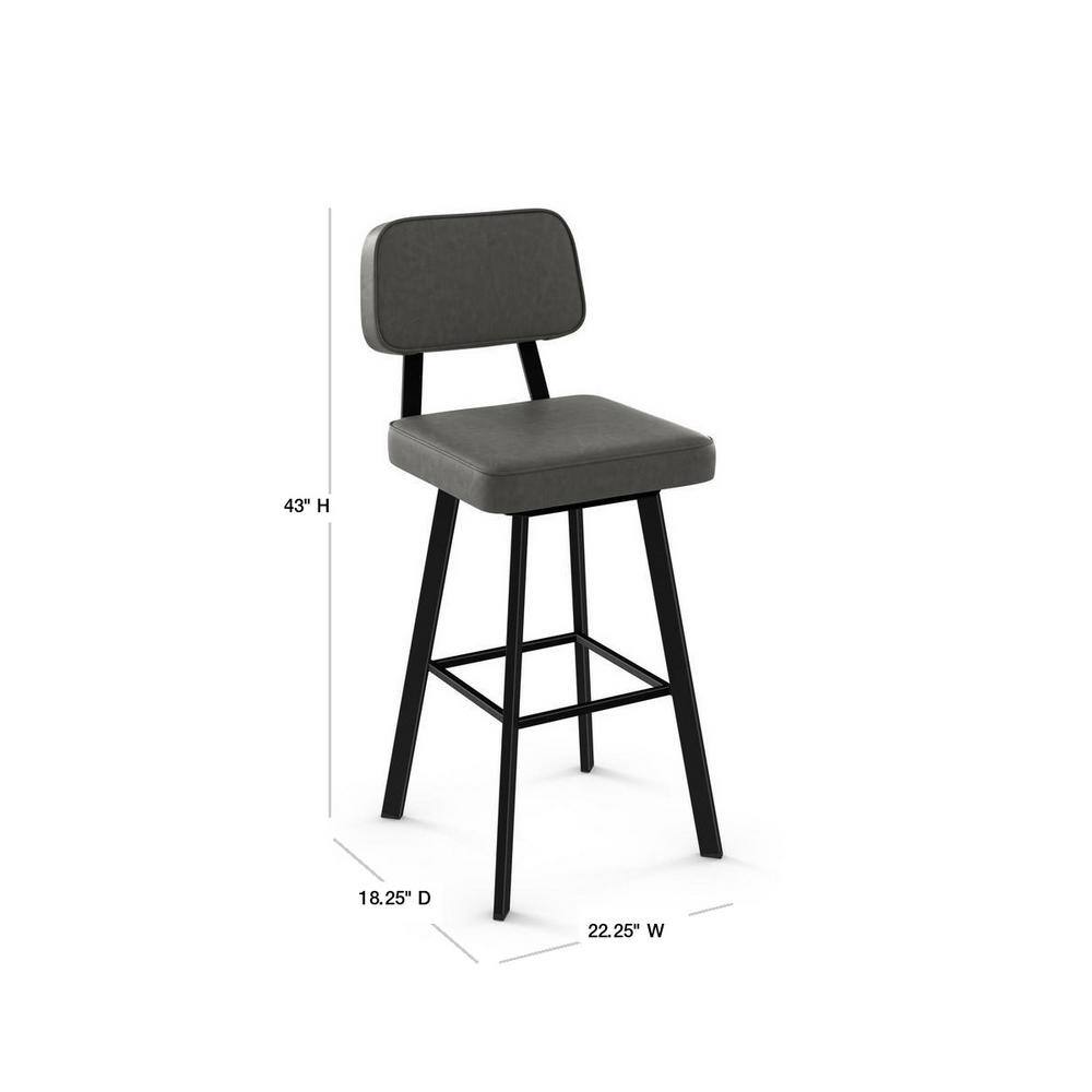 Clarkson 43'' Gray Leather & Metal Industrial Swivel Barstool