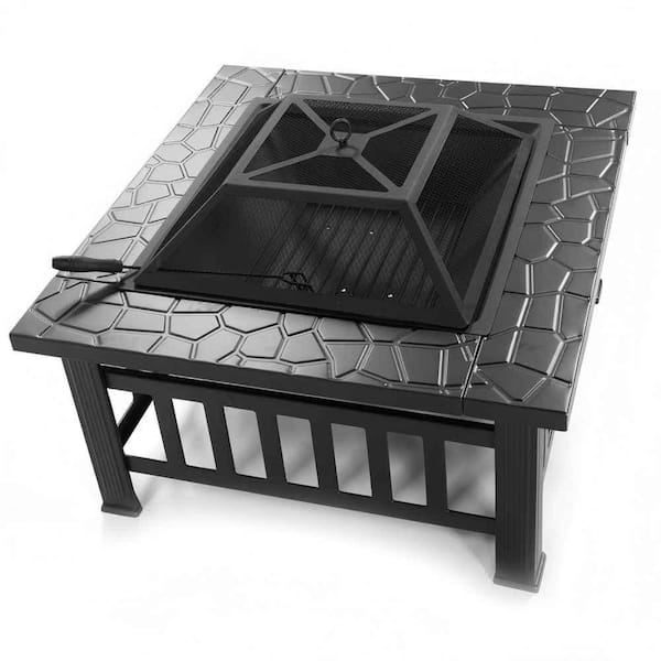 32 in. Metal Fire Pit Table for Camping, Outdoor Heating, Bonfire and Picnic