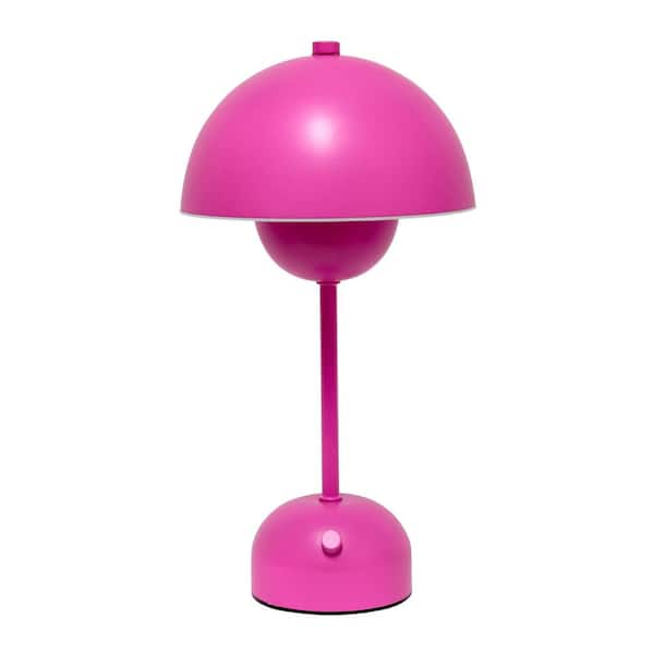 Simple Designs 11.8 in. Portable Mushroom Dimming LED Touch Stick Task and Reading Desk Lamp for Office, Living Room, Bedroom, Hot Pink