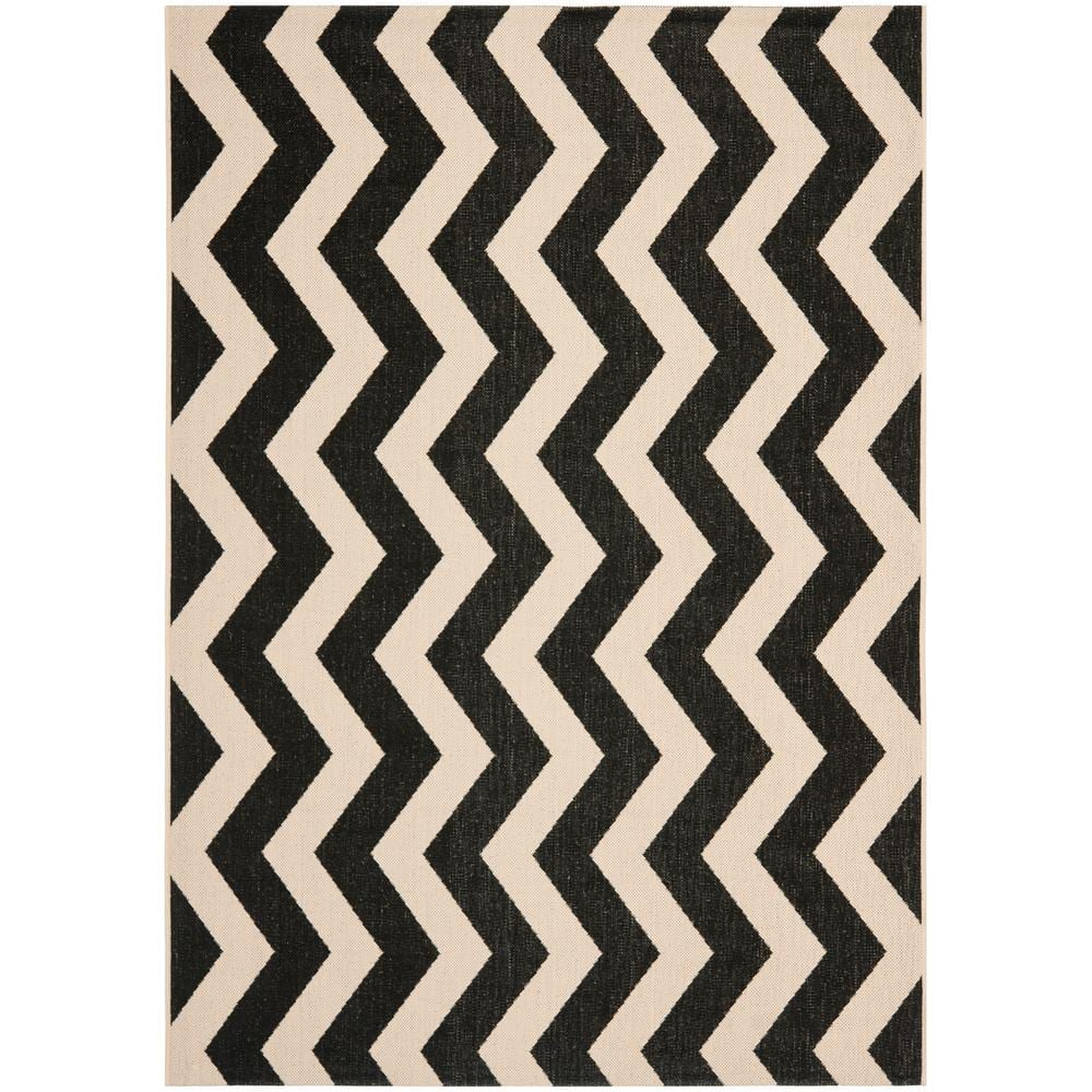 Elegant Black and Beige Rectangular Synthetic Area Rug - 47"x5'7"