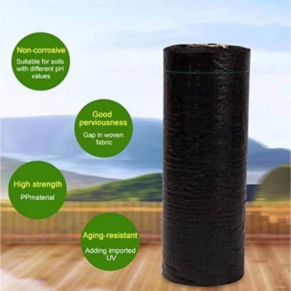 4x4ft,3pack,Black Agfabric Tree Weed Control Square Woven Mat with 42 Pegs