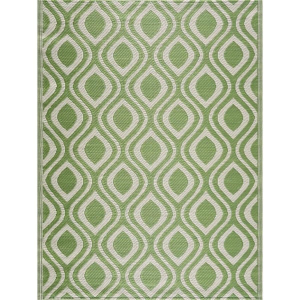 Venice Green Creme 6 ft. x 9 ft. Reversible Recycled Plastic Indoor/Outdoor Area Rug-Floor Mat