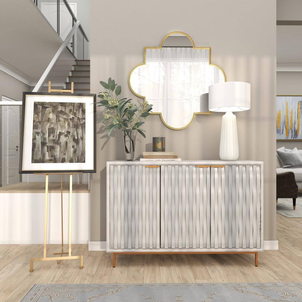 Gold Adjustable Metal Floor Easel with Chain Support