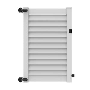 Louvered 4 ft. x 6 ft. White Vinyl Privacy Fence Gate