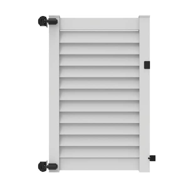Barrette Outdoor Living Louvered 4 ft. x 6 ft. White Vinyl Privacy Fence Gate
