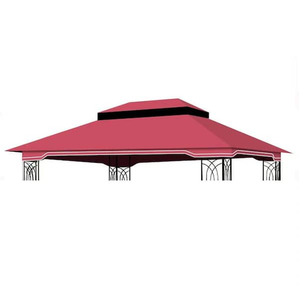 ESILOO 10x12ft Gazebo Replacement Canopy-Double Tiered, UV Protection and Waterproof, Red (frame Not Included)