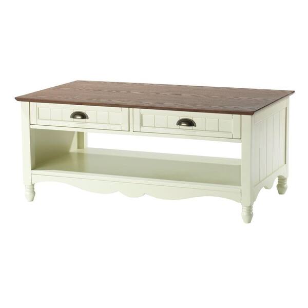 Unbranded 42 in. W Southport Ivory and Oak Coffee Table