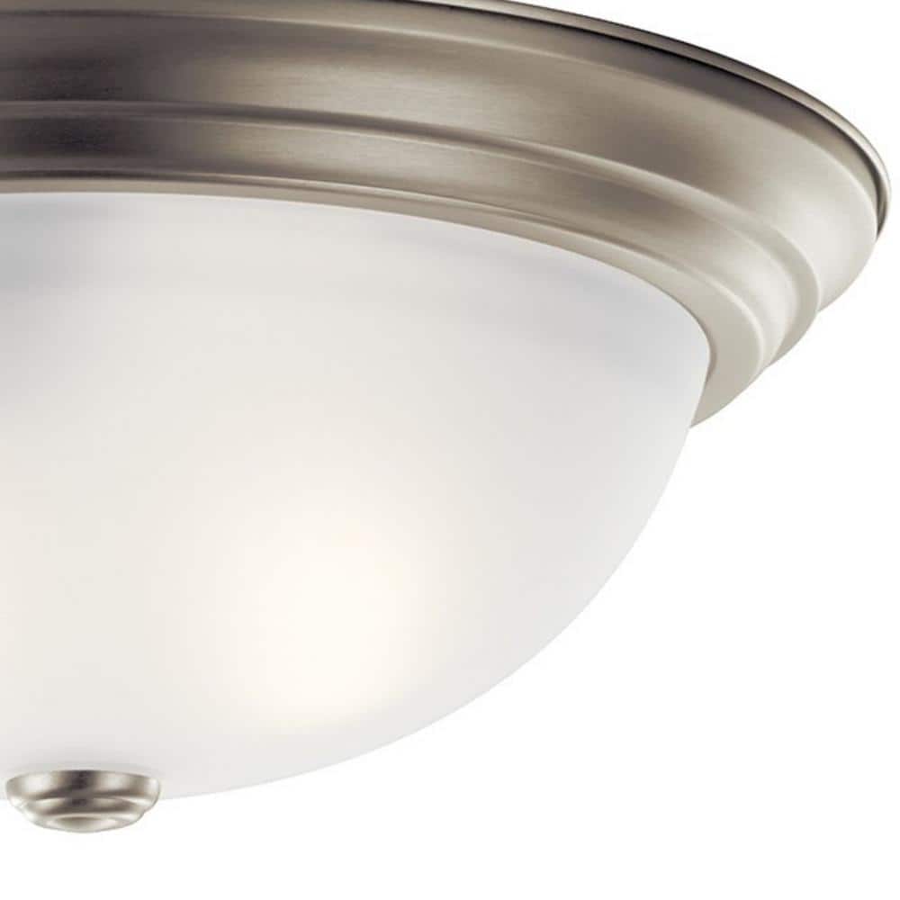 Transitional 3-Light 15.25" Bowl Flush Mount in Brushed Nickel