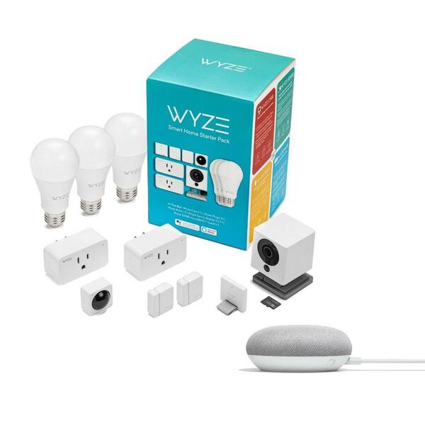 Wyze Smart Home Starter Pack + Google Nest Mini (2nd Gen) Smart Speaker Chalk