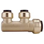 3/4 in. Brass Push-To-Connect Inlet x 1/2 in. Brass Push-To-Connect Outlets 2-Port Closed Manifold