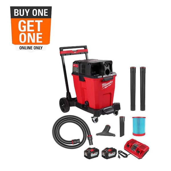 M18 FUEL 12 Gallon Cordless DUAL-BATTERY Wet/Dry Shop Vac Kit W/12.0 Ah Battery, Charger, Filter, Hose, and Accessories
