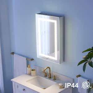 20 in. W x 30 in. H Rectangular Aluminum Recessed or Surface Mount Medicine Cabinet with Mirror,Light,R Soft Close Door