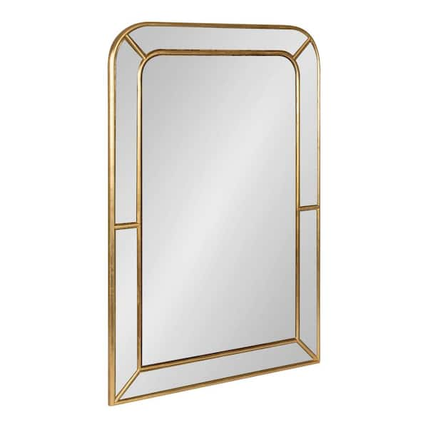 Kate and Laurel Marchon 30.00 in. H x 30.00 in. W Round Plastic Framed Gold  Mirror 220891 - The Home Depot