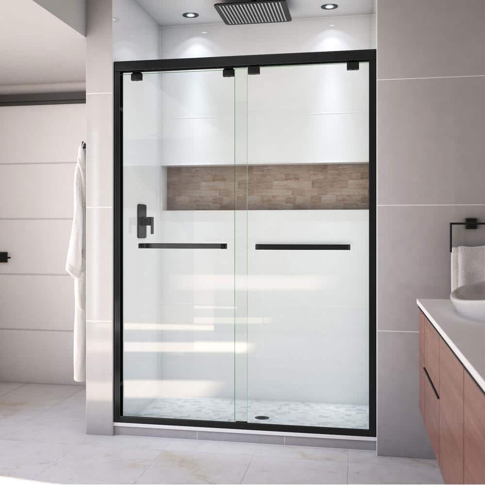 Encore 54" Satin Black Frameless Sliding Shower Door