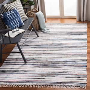 Rag Ivory/Charcoal 10 ft. x 14 ft. Solid Color Striped Area Rug