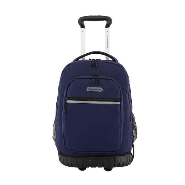 Travelers Club 20 in. Navy Blue 2-Section Rolling Backpack with Solid Bottom