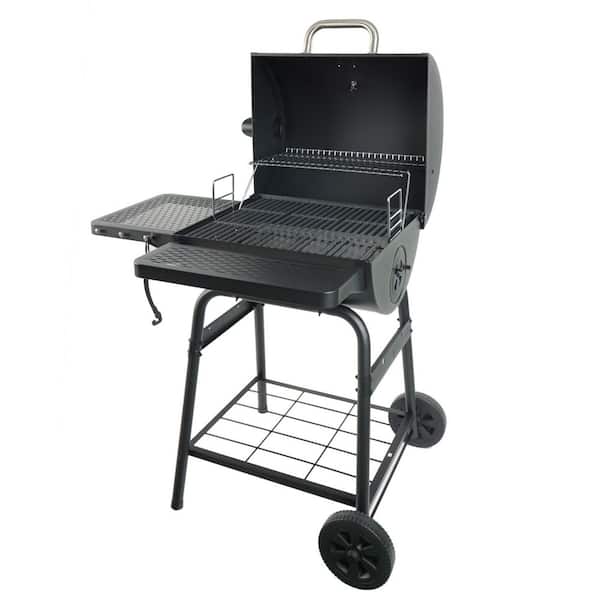 Grill Boss 23 in. Barrel Charcoal Grill in Black with Adjustable Grate Large Cooking Area
