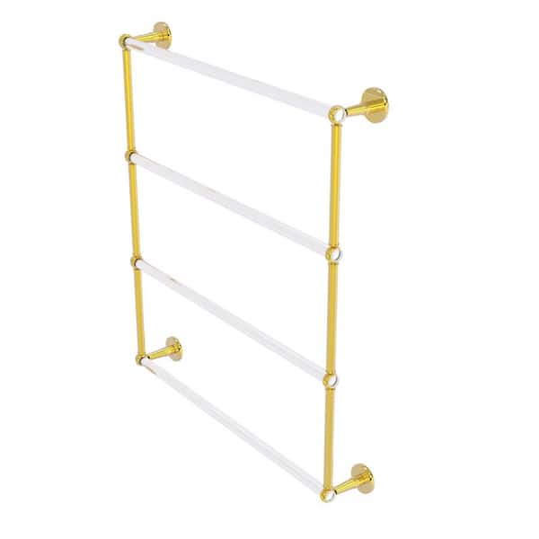 4-Tier 30 in. Ladder Towel Bar with Twisted Accents in Polished Brass