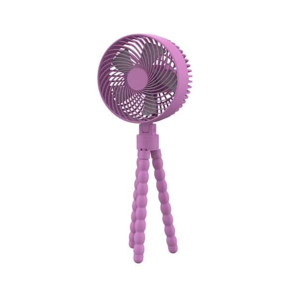 5 in. Mini Portable Personal Octopus Clip on Fan in Pink