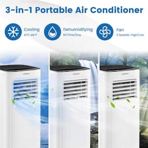 6,000 BTU Portable Air Conditioner Cools 280 Sq. Ft. with Dehumidifier and Remote in White
