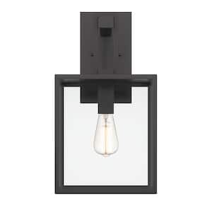 Preston 18.75 in. 1-Light Matte Black Modern Outdoor Hardwired Wall Lantern with No Bulbs Included
