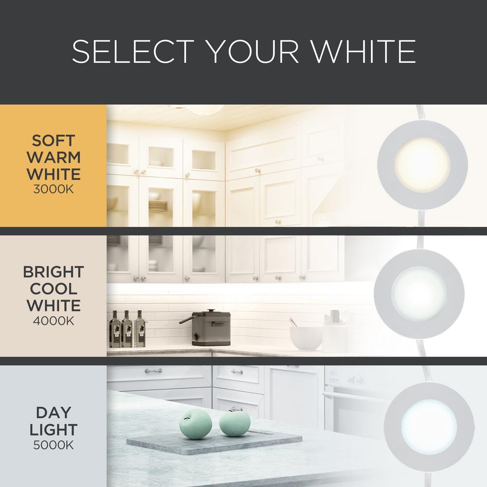 ProLink Adjustable White LED Under Cabinet Puck Lights (3-Pack)