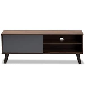 Mallory 47.2 in. Grey and Walnut Brown and Black TV Stand Fits TV's up to 52 in.