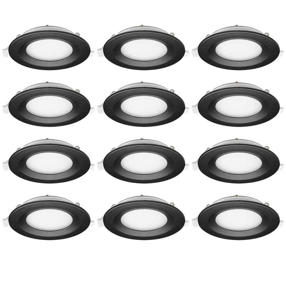 4 in. Adjustable CCT Integrated LED Canless Recessed Light Black Trim Kit 6