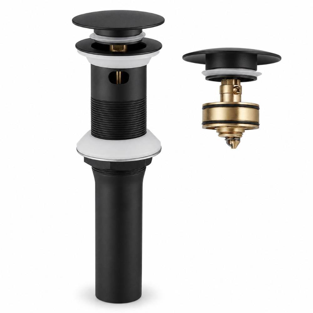 Stainless Steel Bathroom Sink Pop-Up Drain With Overflow with Brass Cap in Matte Black price history on PriceWatchPro